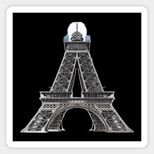 Eiffel Tower with its Top Replaced by a Large Classic Light Bulb Magnet